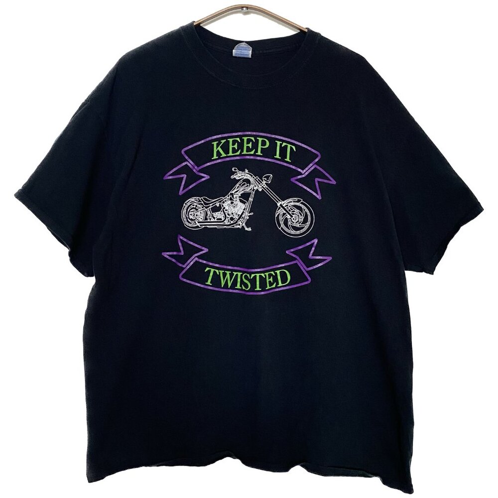 Double Sided Biker Graphic T-Shirt Men XL Black Eagle Cycle Retro 90s Motorcycle